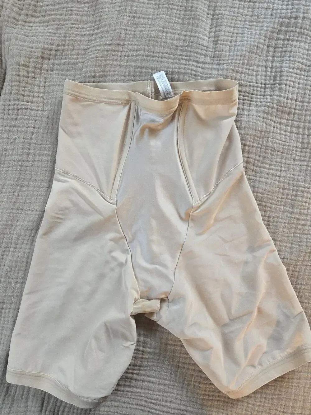 Wacoal Hi-Waist Thigh Shaper Sz M 6 Nude Tan Tummy Control open gusset underwear